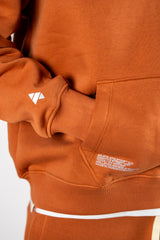 Blaze Orange AFLETE New Era tracksuit 001, hoodie pocket and sleeve detail