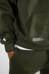 Forest Green AFLETE New Era tracksuit 001, hoodie pocket and sleeve detail
