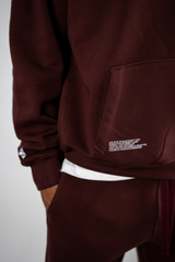 Burgundy AFLETE New Era tracksuit 001, hoodie pocket and sleeve detail