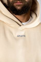 Desert Beige AFLETE New Era tracksuit 001, hoodie chest logo close up