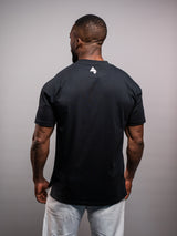 Black AFLETE Essential Urban T-shirt 011, chest logo close up