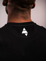 Black AFLETE GYMAHOLIC gym tank top 013, back neck logo close up