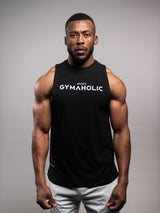 Model wearing the black AFLETE GYMAHOLIC gym tank top 013, tank top front view