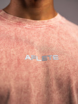 Clay Pink AFLETE Washed Essential oversized T-shirt 015, chest logo close up