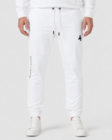 Model wearing the white AFLETE Urban joggers 017, joggers front view